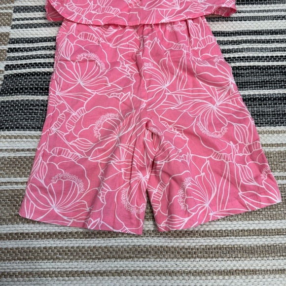 Janie and Jack Pink Floral Tropical Print Sleeveless Jumpsuit Lined Size 12-18M - Picture 7 of 10
